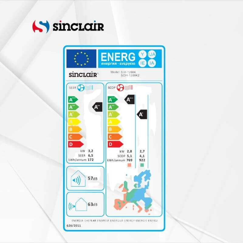 Stenska Sinclair klima Keyon SIH+SOH-12BIK2 3,2 kW notranja in zunanja enota Stenska Sinclair klima Keyon SIH+SOH-12BIK2 3,2 kW notranja in zunanja enota