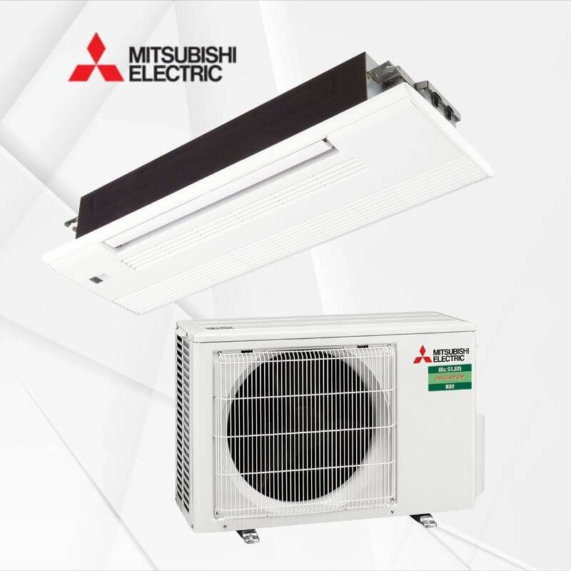 Kasetna stropna enosmerna klimatska naprava Mitsubishi 3,5 kW MLZ-KP35VFSUZ-M35VA notranja in zunanja enota Kasetna stropna enosmerna klimatska naprava Mitsubishi 3,5 kW MLZ-KP35VFSUZ-M35VA notranja in zunanja enota